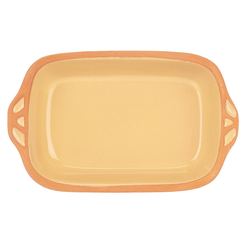CAZUELA BARRO RECTANGULAR ASAS 23CM AMARILLO