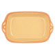 EARTHENWARE SQUARE CASSEROLE HANDLES  23CM YELLOW