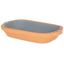 CASSERUOLA TERRACOTTA RETTANG MANICI 23CM GRIGIO