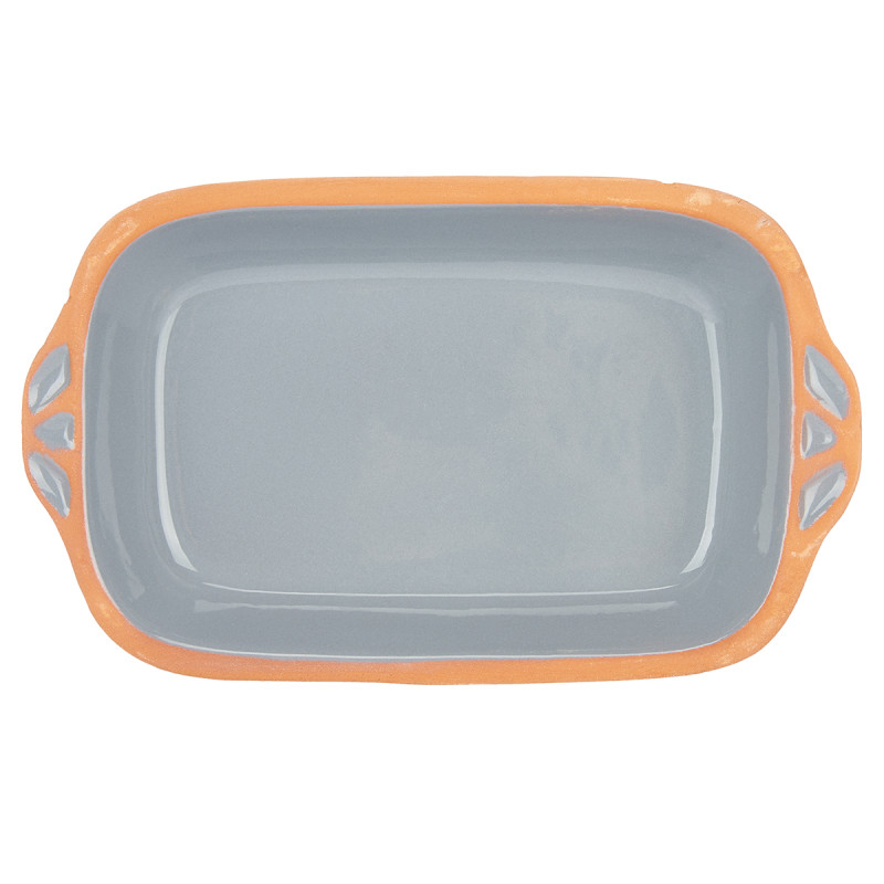 CAÇAROLA DE BARRO RECTANGULAR ASAS 23CM CINZENTO