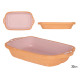 EARTHENWARE SQUARE CASSEROLE HANDLES  23CM PINK