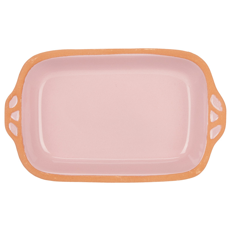 CASSEROLE TERRE CUITE RECTANGULAR POIGNE 23CM ROSE