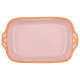 EARTHENWARE SQUARE CASSEROLE HANDLES  23CM PINK
