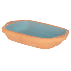 CAZUELA BARRO RECTANGULAR ASAS 23CM TURQUESA