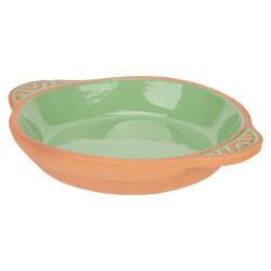 EARTHENWARE ROUND CASSEROLE HANDLES  20CM GREEN