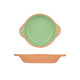 EARTHENWARE ROUND CASSEROLE HANDLES  20CM GREEN