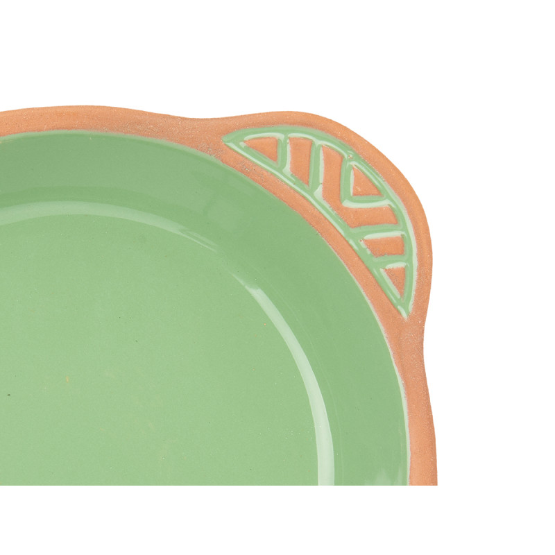 CASSEROLE TERRE CUITE ROND POIGNE 20CM VERT