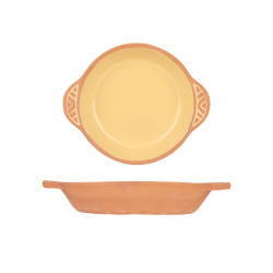 CAZUELA BARRO REDONDA ASAS 20CM AMARILLO