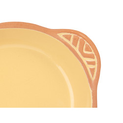 EARTHENWARE ROUND CASSEROLE HANDLES  20CM YELLOW