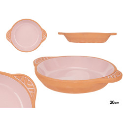 CASSERUOLA TERRACOTTA ROTONDA MANICI 20CM ROSA