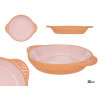 EARTHENWARE ROUND CASSEROLE HANDLES  20CM PINK