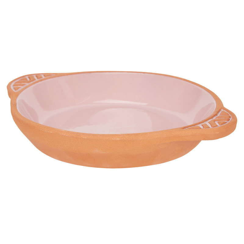 CAZUELA BARRO REDONDA ASAS 20CM ROSA