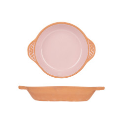CASSEROLE TERRE CUITE ROND POIGNE 20CM ROSE