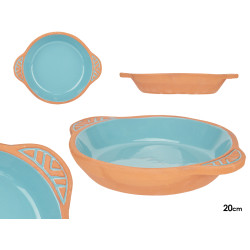 CASSERUOLA TERRACOTTA ROTONDA MANICI 20CM TURCHESE