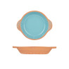 EARTHENWARE ROUND CASSEROLE HANDLES 20CM TURQUOISE
