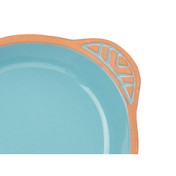 CASSEROLE TERRE CUITE ROND POIGNE 20CM TURQUOISE