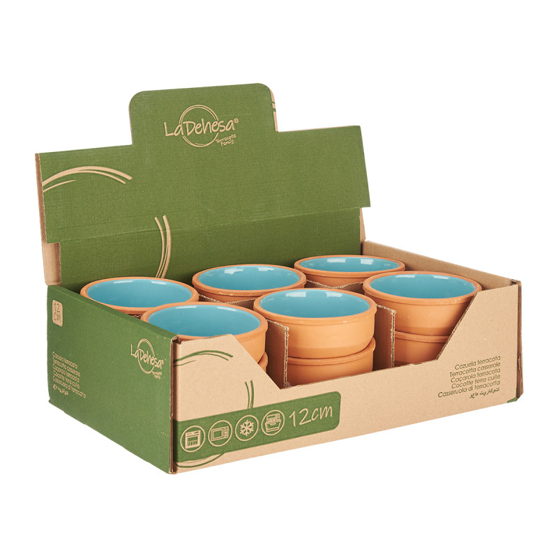 EARTHENWARE ROUND CASSEROLE 12CM TURQUOISE