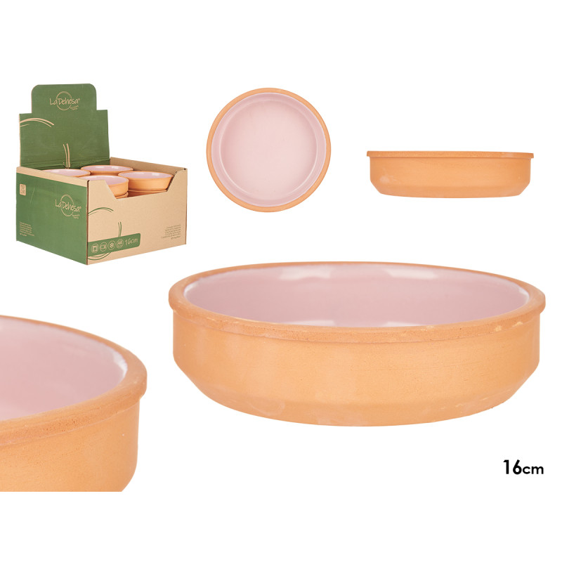 CAZUELA BARRO REDONDO 16CM ROSA