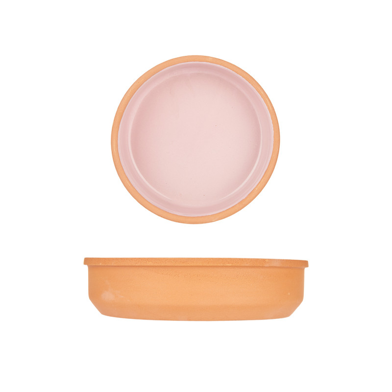 EARTHENWARE ROUND CASSEROLE 12CM PINK