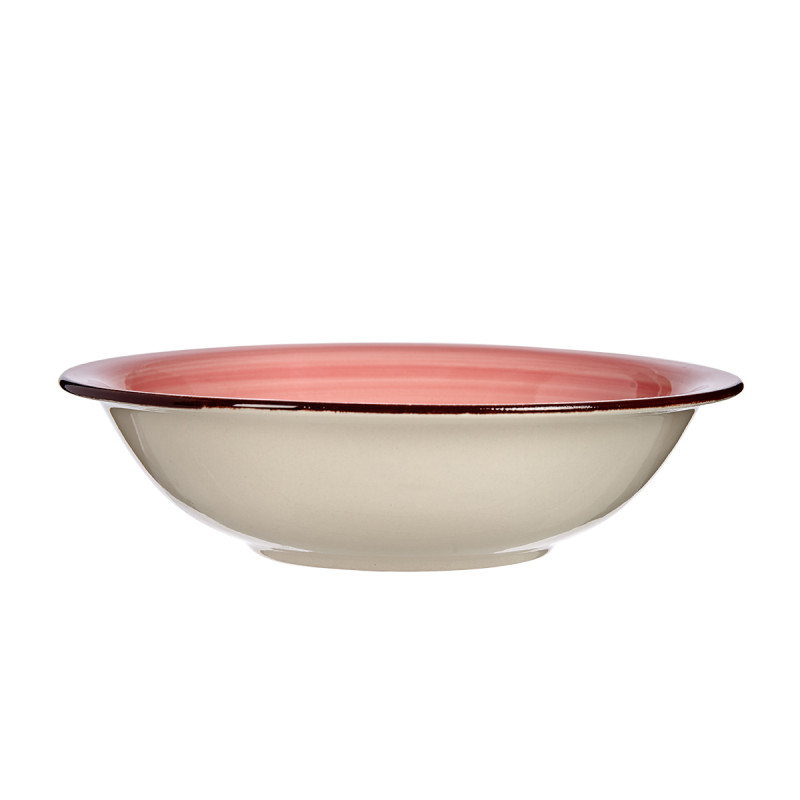 DEEP DISH PINK STONEWARE WITH EDGE