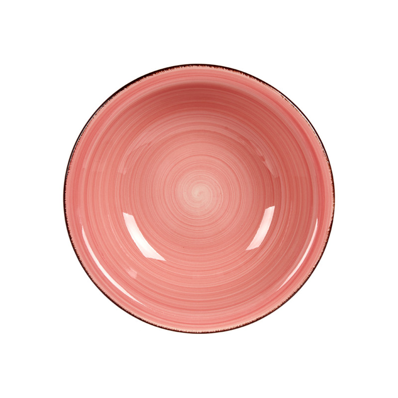DEEP DISH PINK STONEWARE WITH EDGE