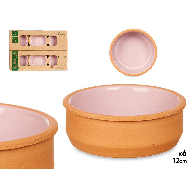 SET 6 PENTOLE TERRACOT 12CM COL ROSA 
