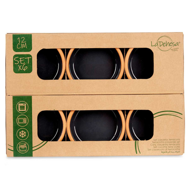 SET 6 12CM BLACK CLAY POT 