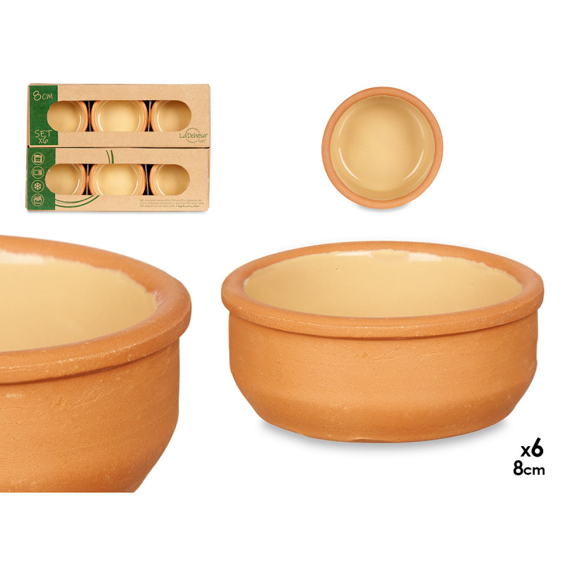 SET 6 CAZUELAS BARRO 8 CM COLOR MOSTAZA