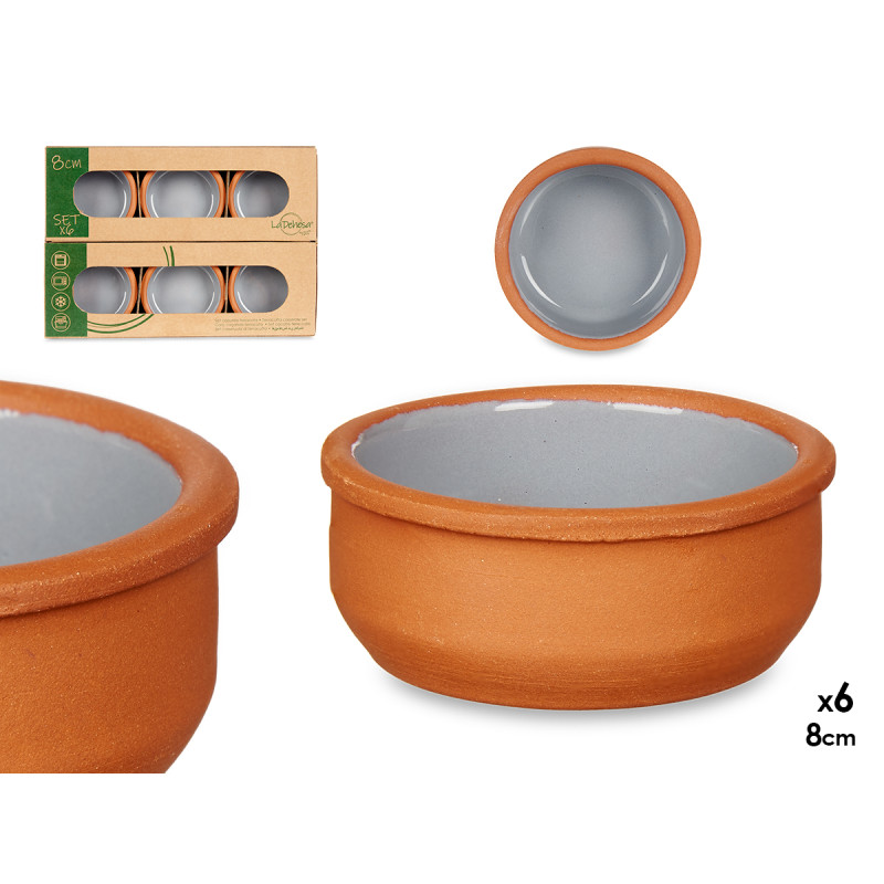 SET 6 8CM GREY CLAY POT 