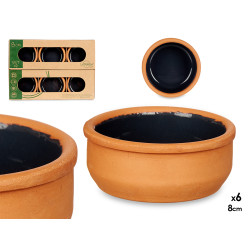 SET 6 CASSEROLES ARGILE 8 CM COULEUR NOIR