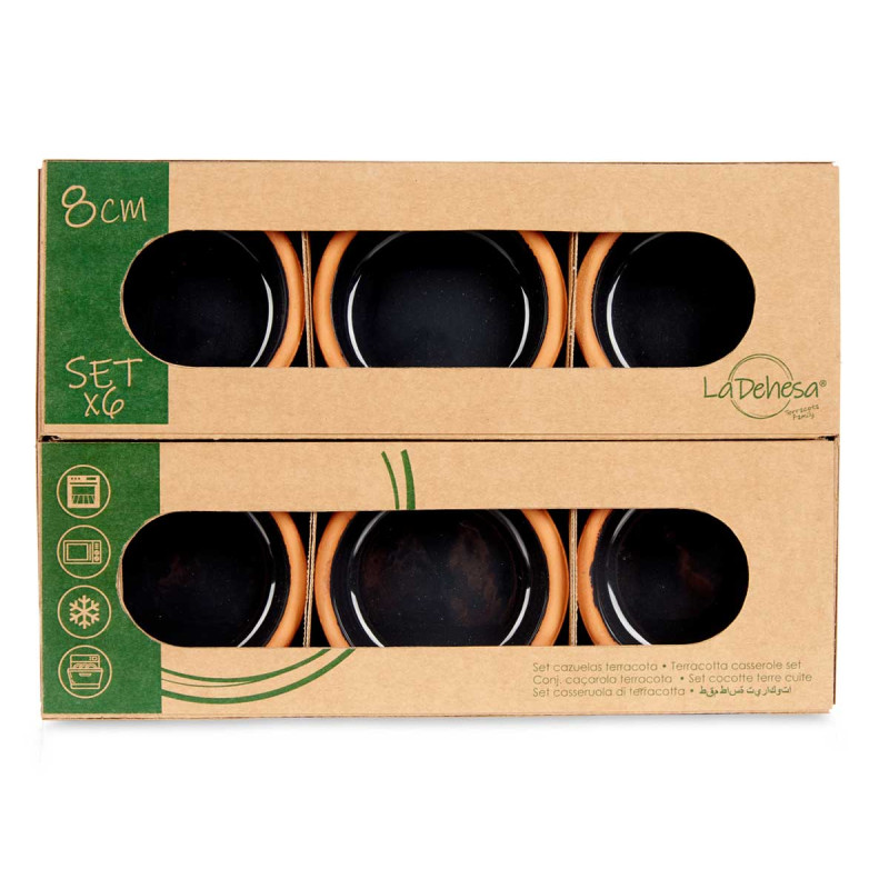 SET 6 CAZUELAS BARRO 8 CM COLOR NEGRO