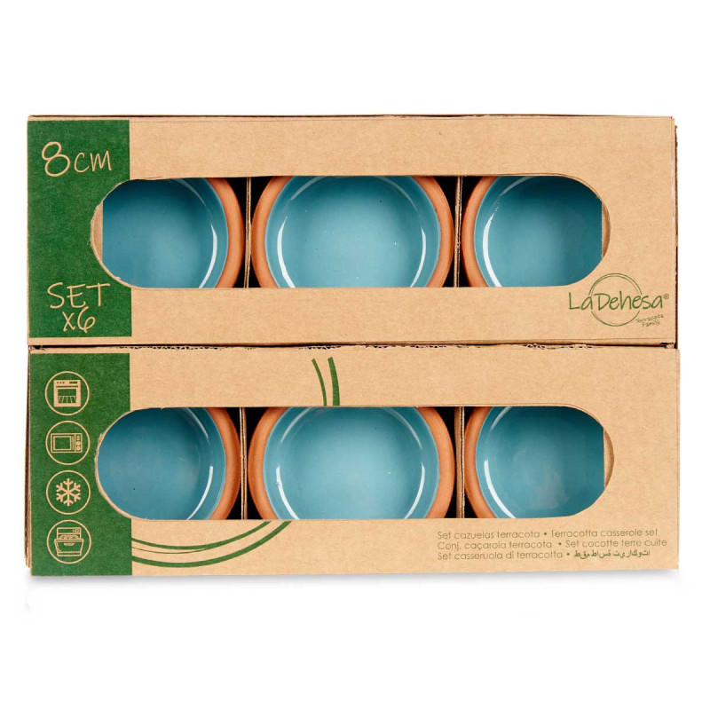 SET 6 CASSEROLES ARGILE 8 CM COULEUR BLEU