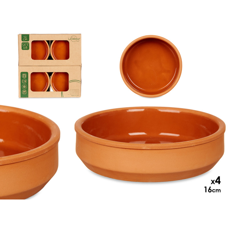 SET 4 CAZUELAS BARRO 16 CM COLOR MARRON