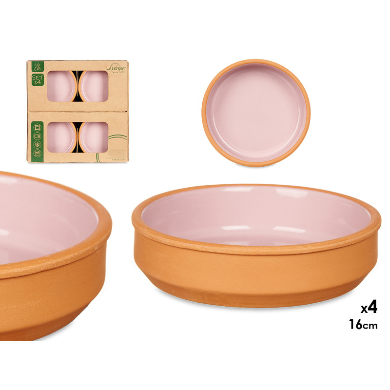 SET 6 16CM PINK CLAY POT 