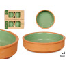 SET 4 16CM GREEN COLOURED CLAY POT 