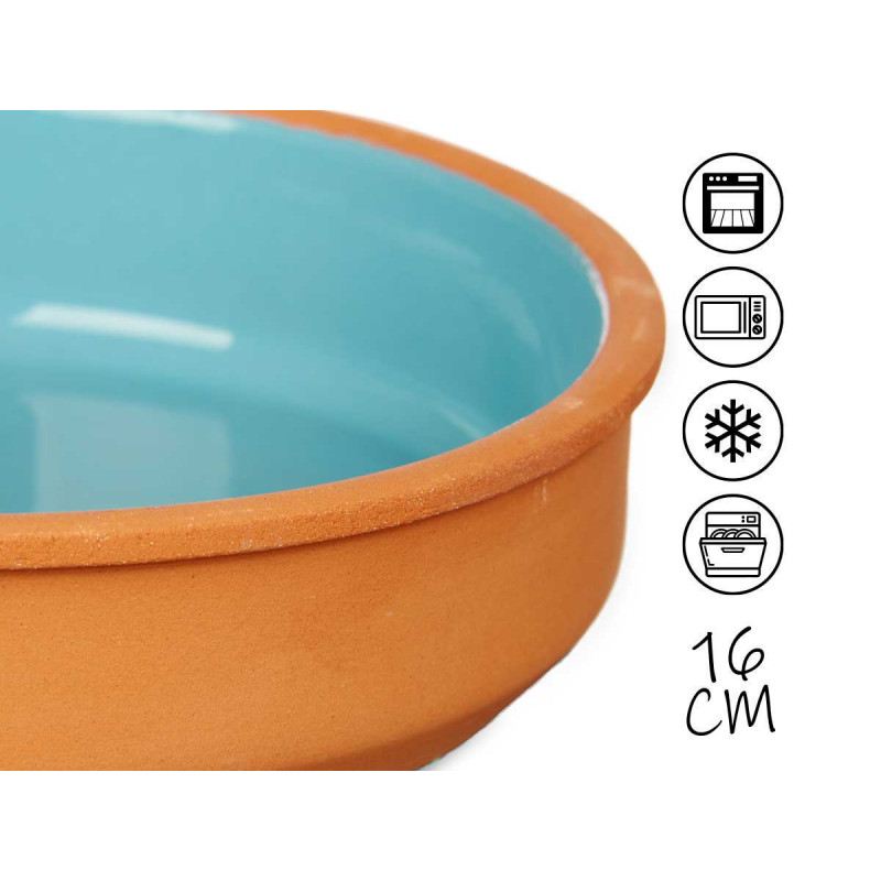 CONJ 4 CAÇAROLAS DE BARRO 16 CM  COR AZUL