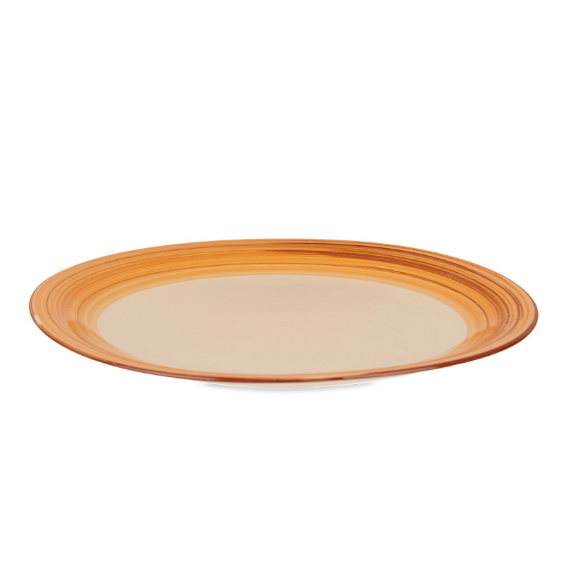 ASSIETTE PLATE GRES BANDE 3D MARRON 27CM