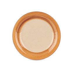 ASSIETTE DESSERT GRES BANDE 3D MARRON 19CM