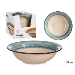 PRATO FUNDO GRES RODAPE 3D AZUL 21CM