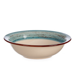 ASSIETTE CREUSE GRES BANDE 3D BLEU 21CM