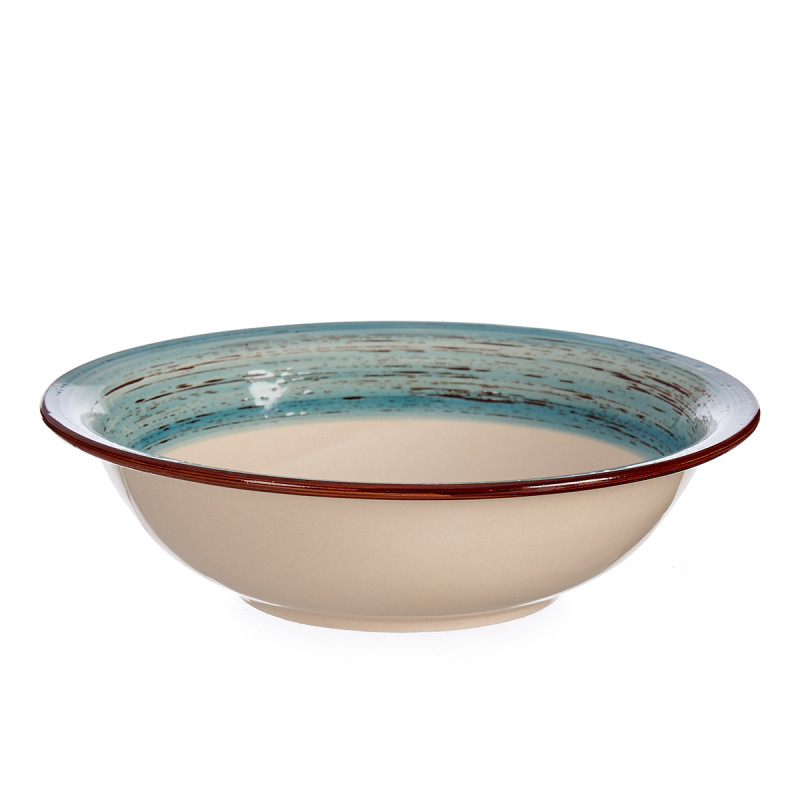 ASSIETTE CREUSE GRES BANDE 3D BLEU 21CM