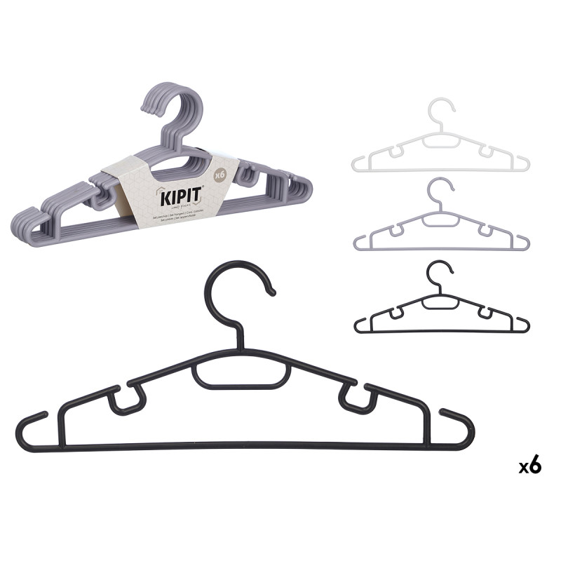 SET 6 HANGERS ASSORTED 3 NEUTRAL COLOURS