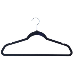 SET 12 BLACK FLOCKED HANGERS