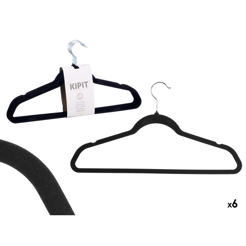 SET 6 BLACK FLOCKED HANGERS