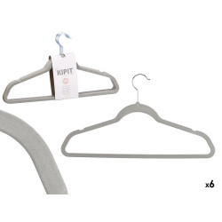 SET 6 GRAY FLOCKED HANGERS