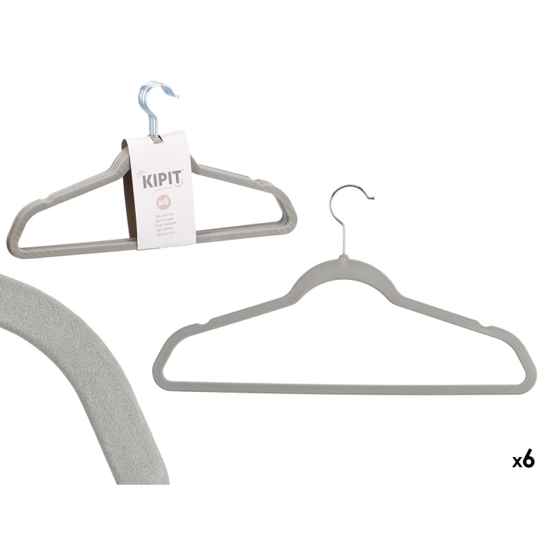 SET 6 PERCHA FLOCADA GRIS