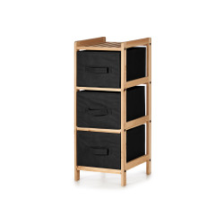 BAMBOO SHELF 3 BLACK DRAWERS 28,5X26X70CM