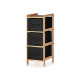 BAMBOO SHELF 3 BLACK DRAWERS 28,5X26X70CM