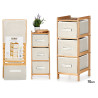 BAMBOO SHELF 3 WHITE DRAWERS 28,5X26X70CM