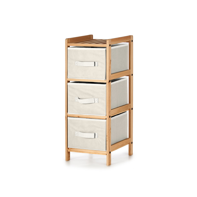 ESTANTERIA BAMBU 3 CAJONES BLANCO 28,5X26X70CM